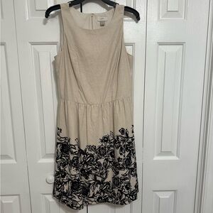 LOFT Cream and Black Floral Mini Dress